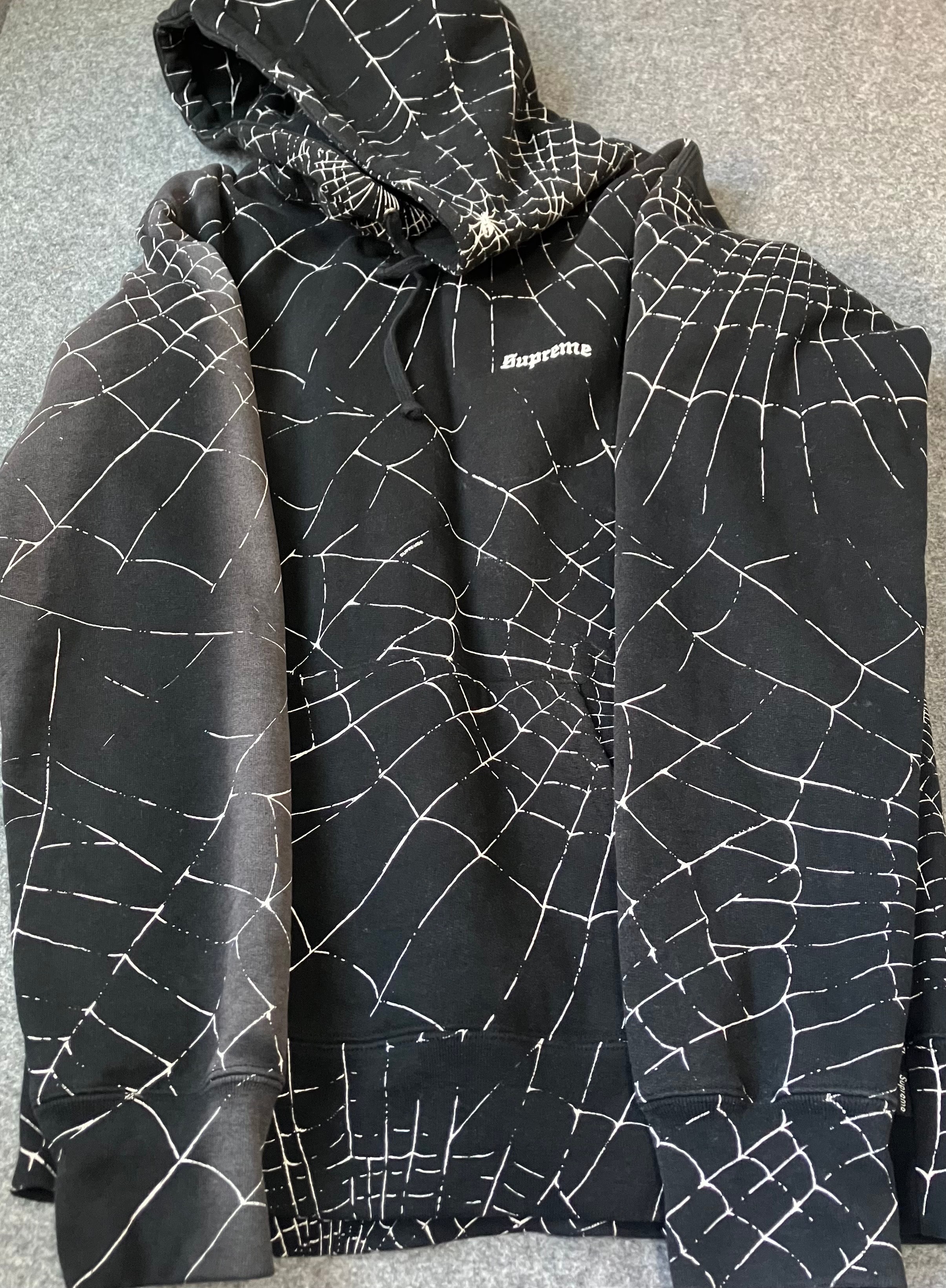 Supreme スパイダーウェブ パーカー ブラック M