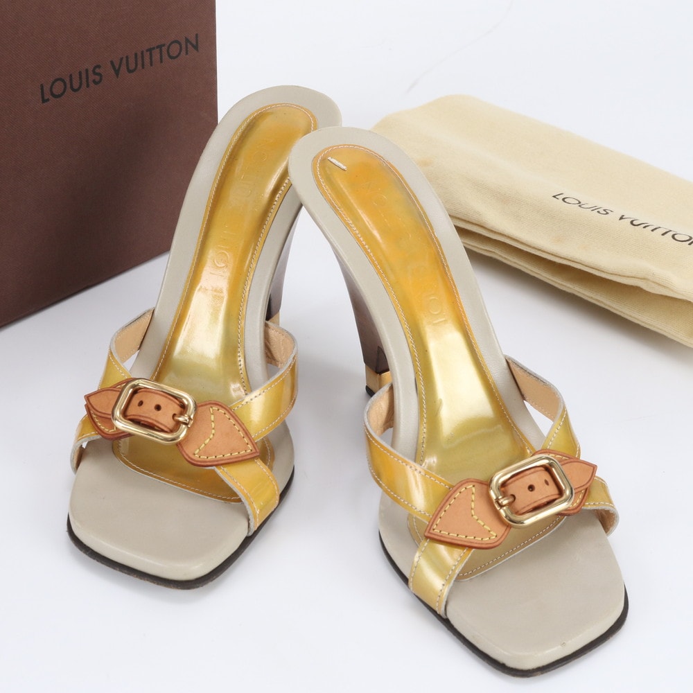 ■美品 ルイヴィトン 38 24.5cm 相当サンダル レザー