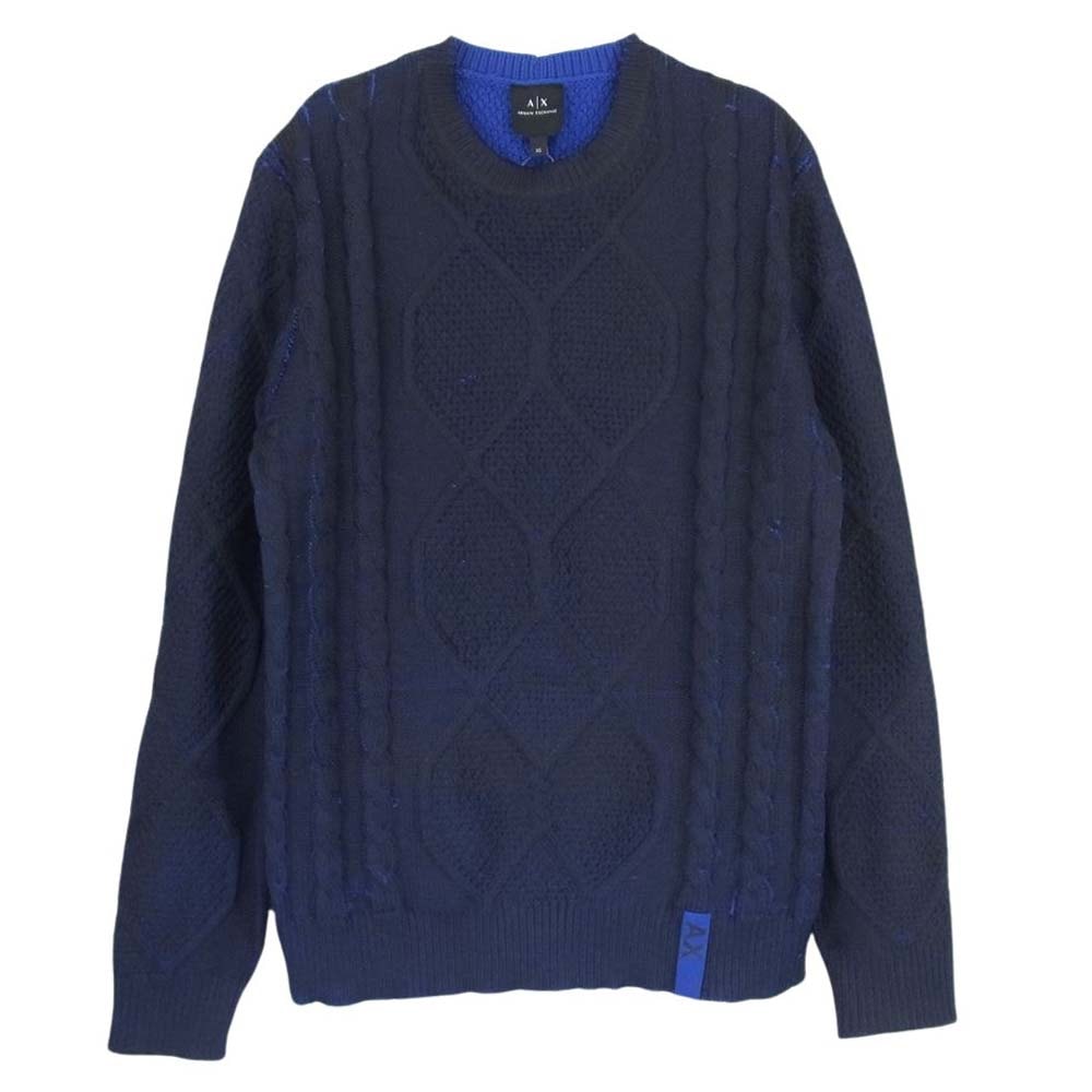 ARMANI EXCHANGE アルマーニエクスチェンジ ニット 6GZM2H ZMR8Z クルーネック プルオーバー ケーブル ニット セーター XS【中古】