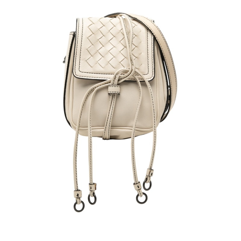 ボッテガヴェネタ イントレチャート ショルダーバッグ ホワイト アイボリー レザー レディース BOTTEGAVENETA 【中古】