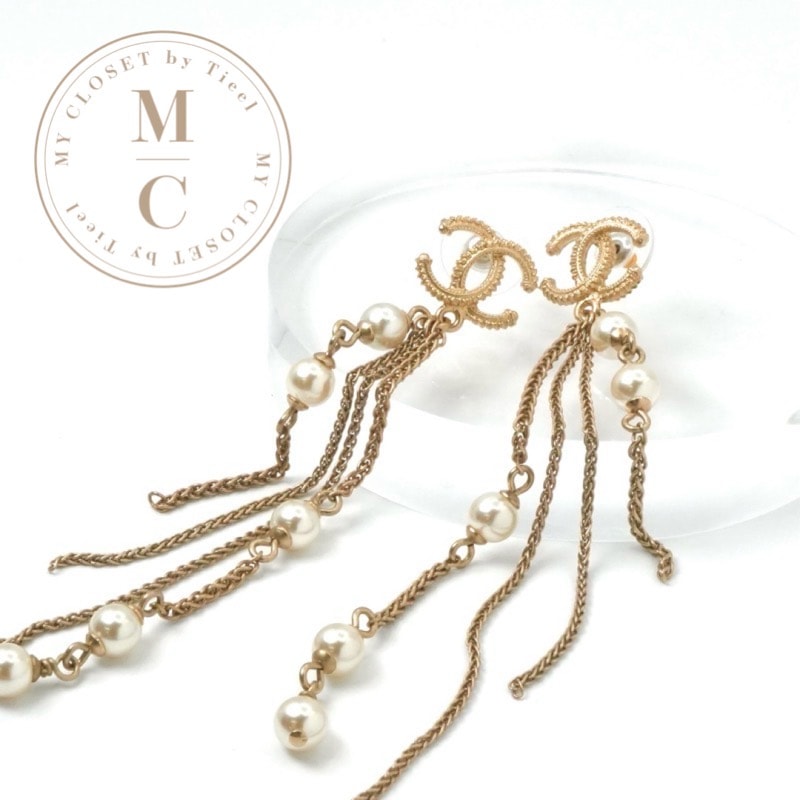 シャネル CHANEL ピアス イヤリング ゴールド ココマーク チェーン パール