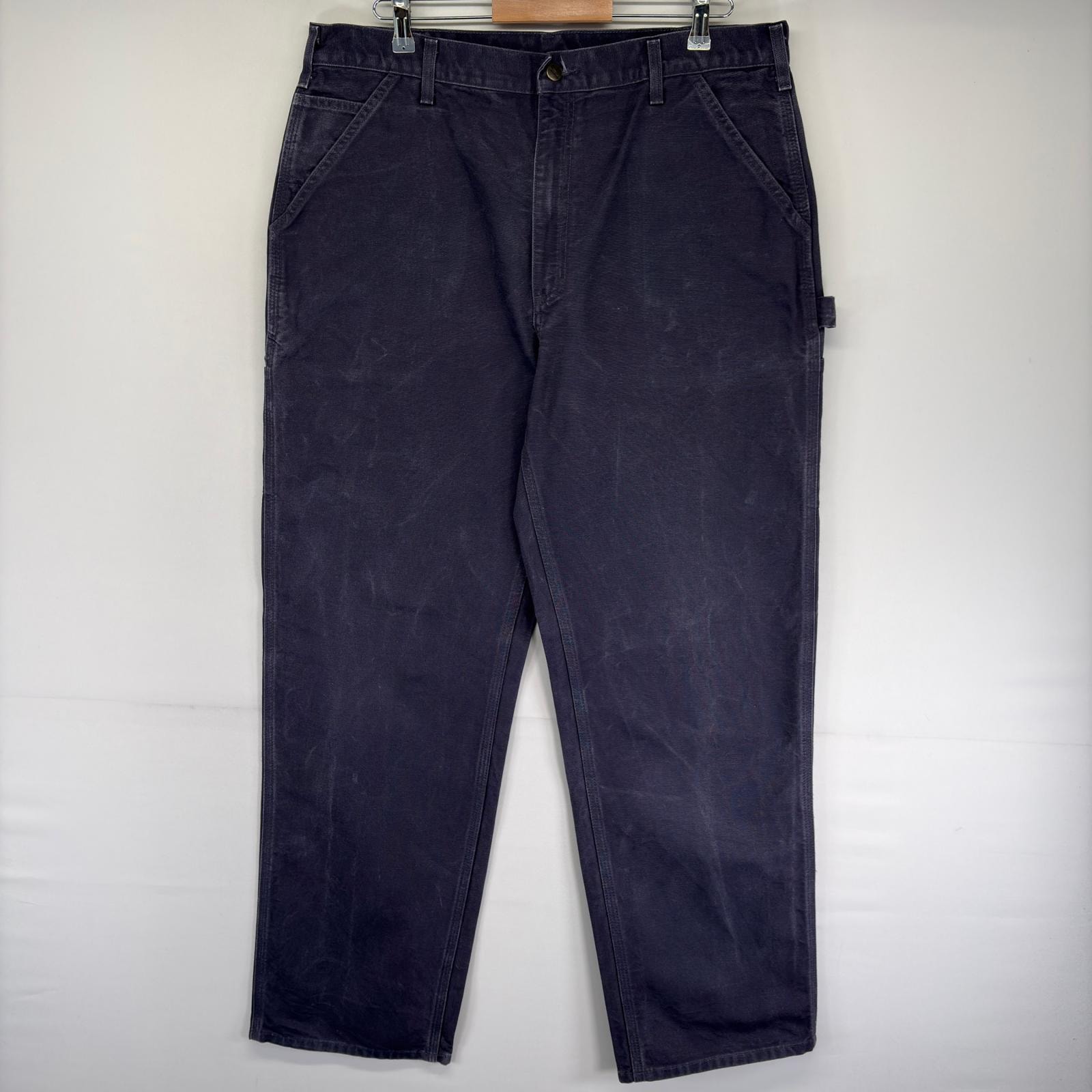 古着 カーハート Carhartt ダック パンツ ペインター ハンマーループ ワンポイントロゴ ジップフライ w38 L34 パープル系 メンズ
