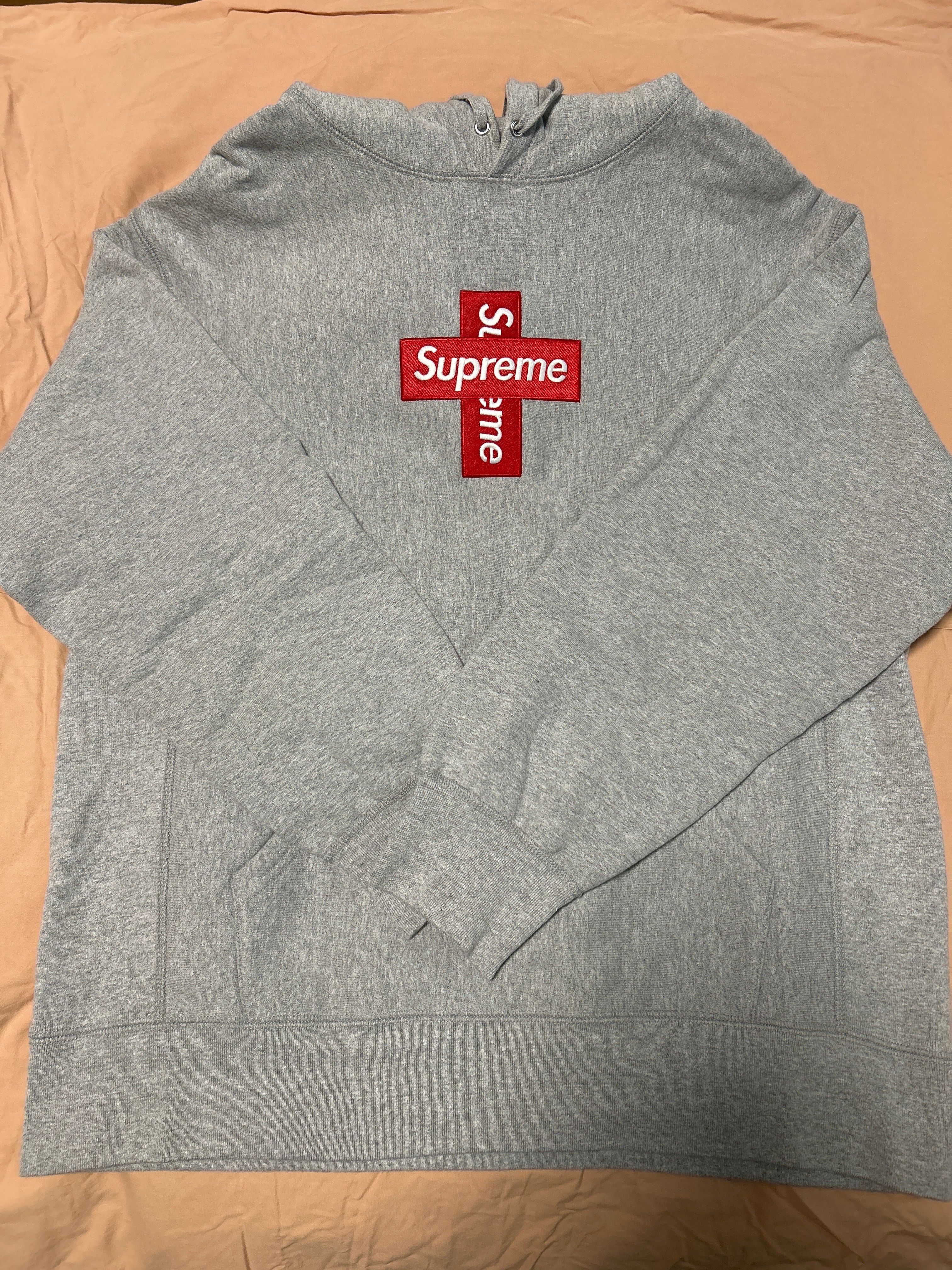 Supreme Cross Box Logo Hooded Sweatshirt "Grey"