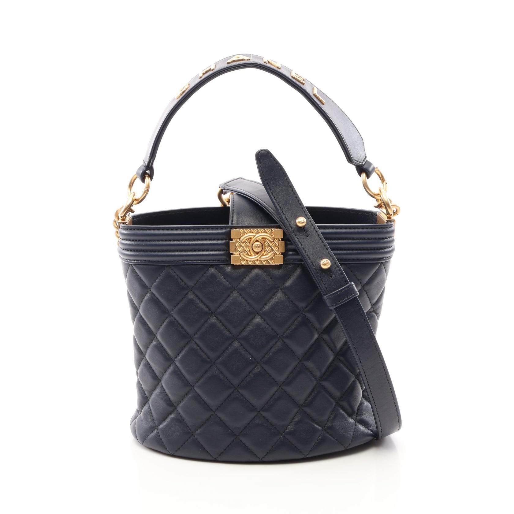 シャネル CHANEL ボーイシャネル 2WAY ショルダーバッグ バッグ ラムスキン(羊革) レディース ネイビー系 【中古】