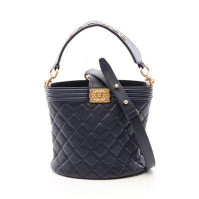 シャネル CHANEL ボーイシャネル 2WAY ショルダーバッグ バッグ ラムスキン(羊革) レディース ネイビー系 【中古】