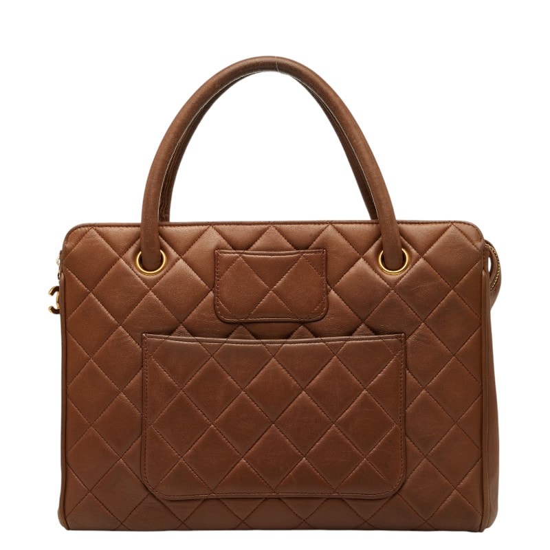 シャネル ココマーク マトラッセ ハンドバッグ ブラウン ラムスキン レディース CHANEL 【中古】