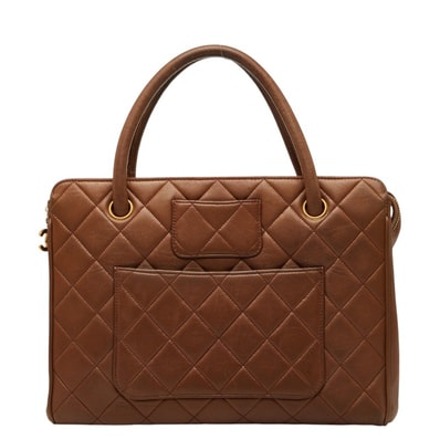 シャネル ココマーク マトラッセ ハンドバッグ ブラウン ラムスキン レディース CHANEL 【中古】