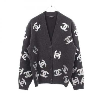 シャネル CHANEL ココマーク グリッターロゴ カーディガン 衣料品 トップス カシミヤ レディース グレー系 / シルバー系 P72997K10494 【中古】