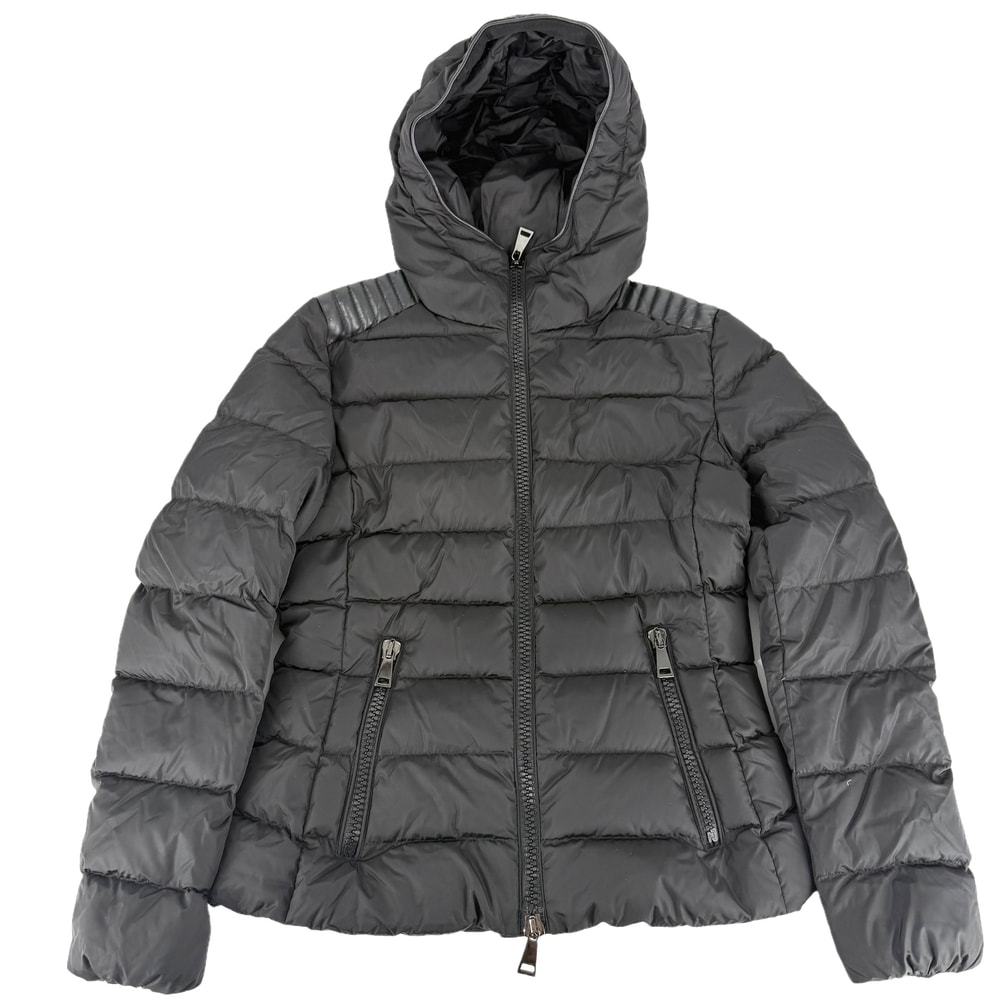 MONCLER モンクレール ダウンジャケット テトラ フード付き アウター TETRA GIUBBOTTO サイズ2 ブラック 黒 シルバー金具 ナイロン    レディース 冬 美品【中古品】