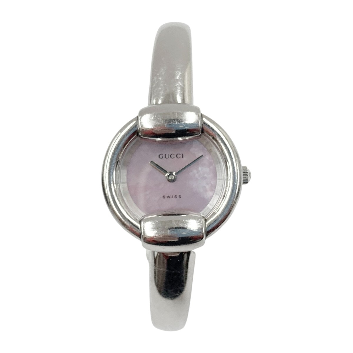 〇〇GUCCI グッチ バングルウォッチ ピンクシェル クォーツ腕時計  1400L シルバー