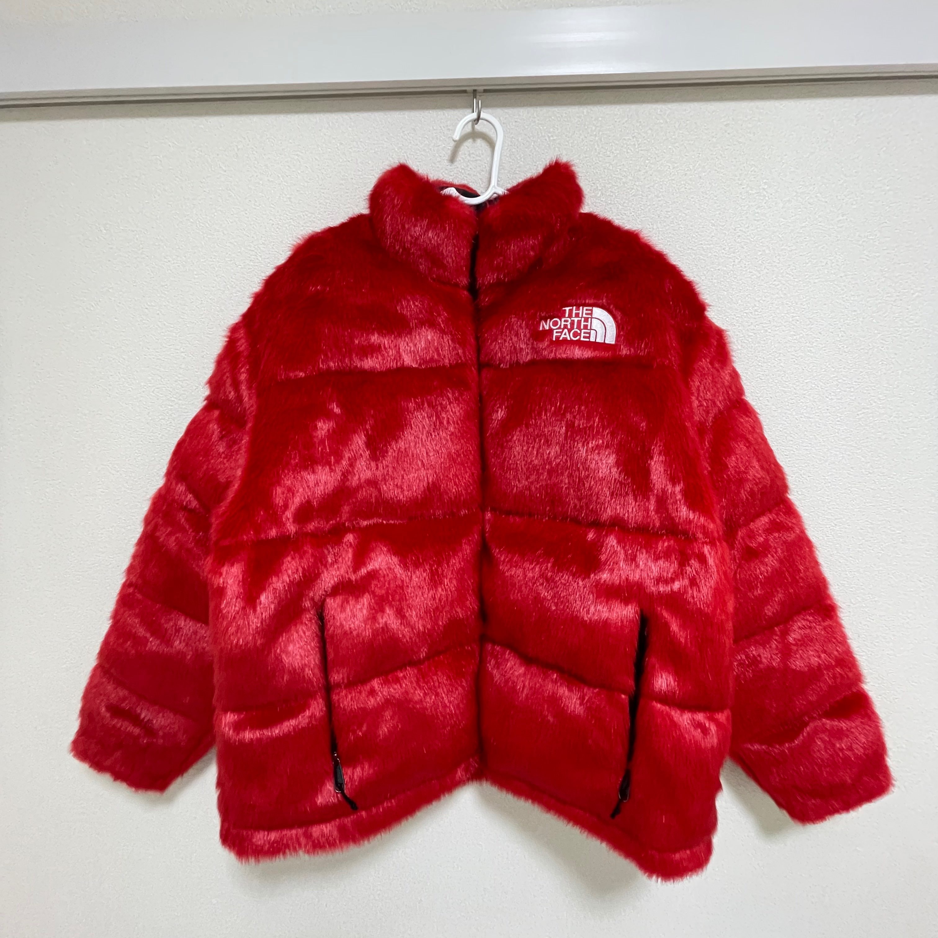 Supreme x The North Face Faux Fur Nuptse Jacket "Red"