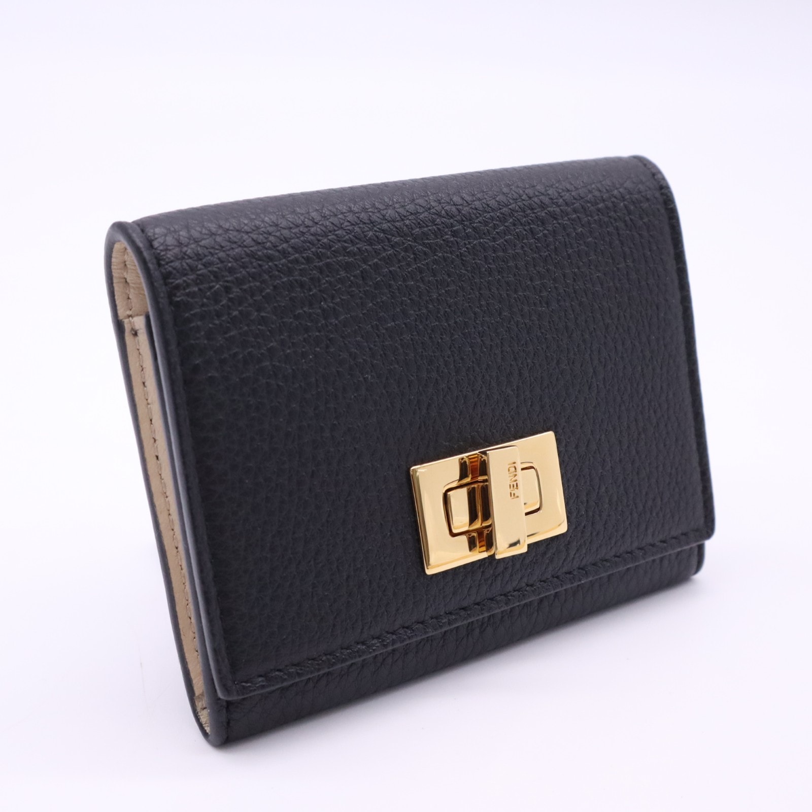 極美品 FENDI フェンディ セレリア ピーカブー カードケース 8M0425 カードケース ブラック アイボリー レディース