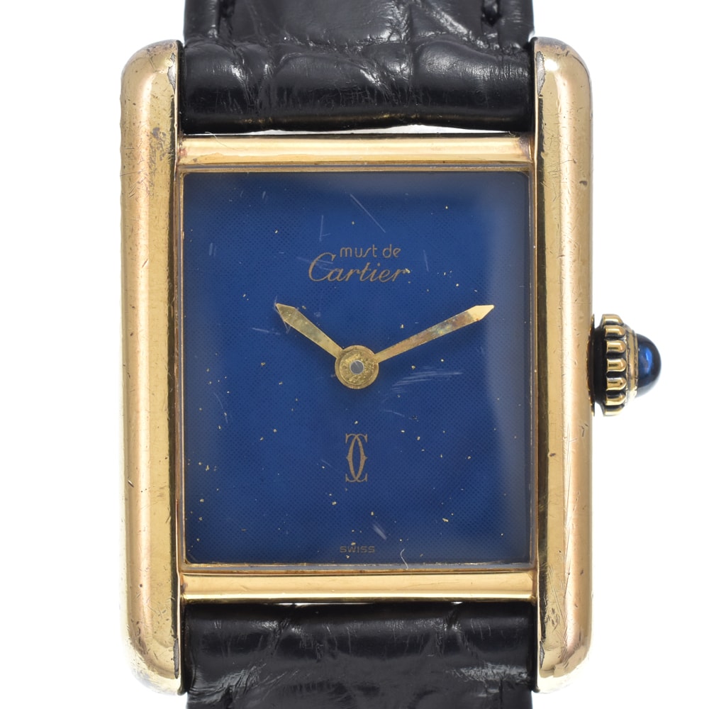 カルティエ CARTIER マストタンク SM ラピスラズリ文字盤 ブルー 手巻き ユニセックス 内箱付き 腕時計 O#151336