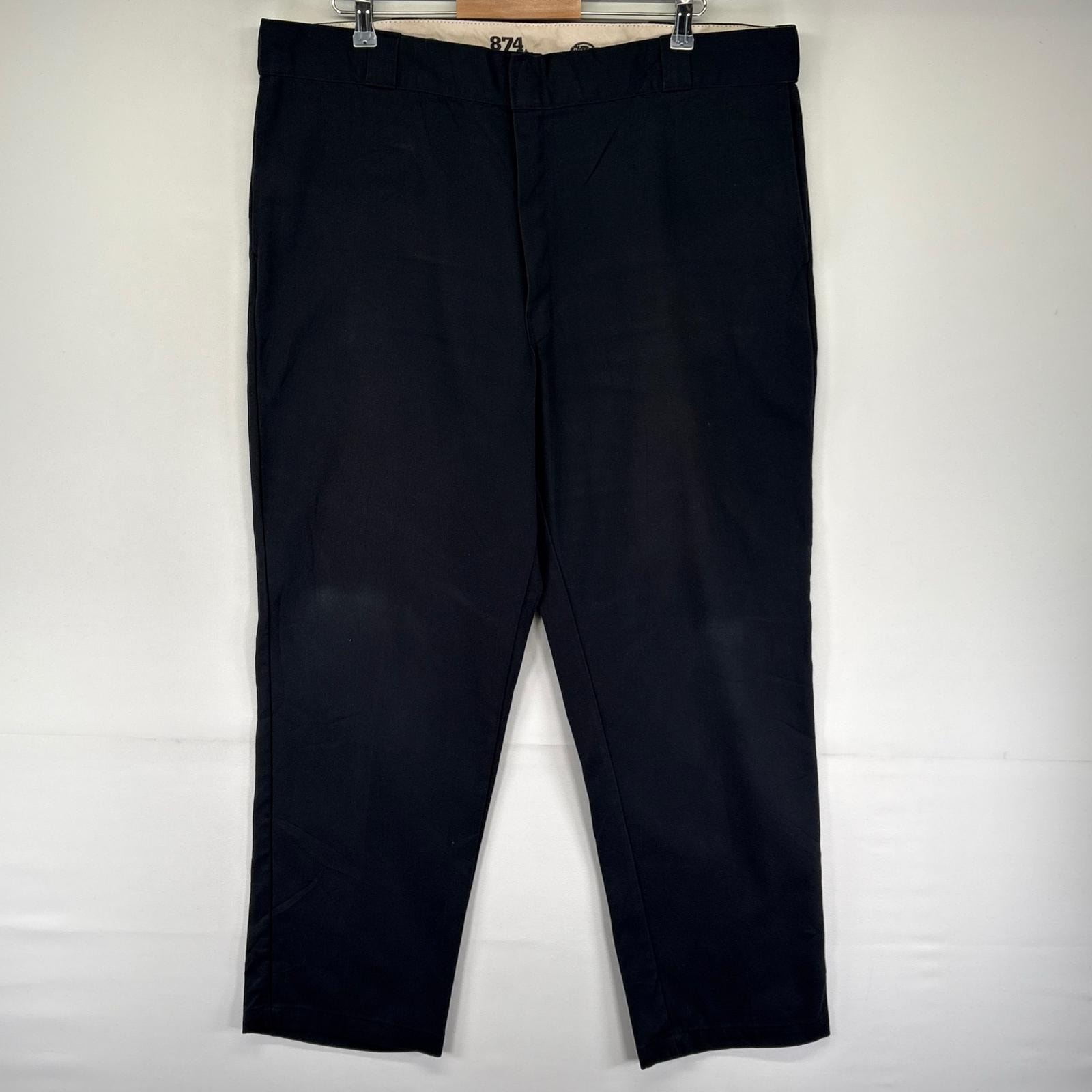 古着 ディッキーズ Dickies パンツ チノパン 大きいサイズ ジッパーフライ ストレート 874 センタープレス W42 L32 ブラック系 メンズ