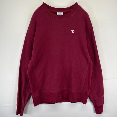 古着 チャンピオン Champion スウェット リバースウィーブ ワンポイントロゴ トレーナー 大きいサイズ XL レッド系 メンズ