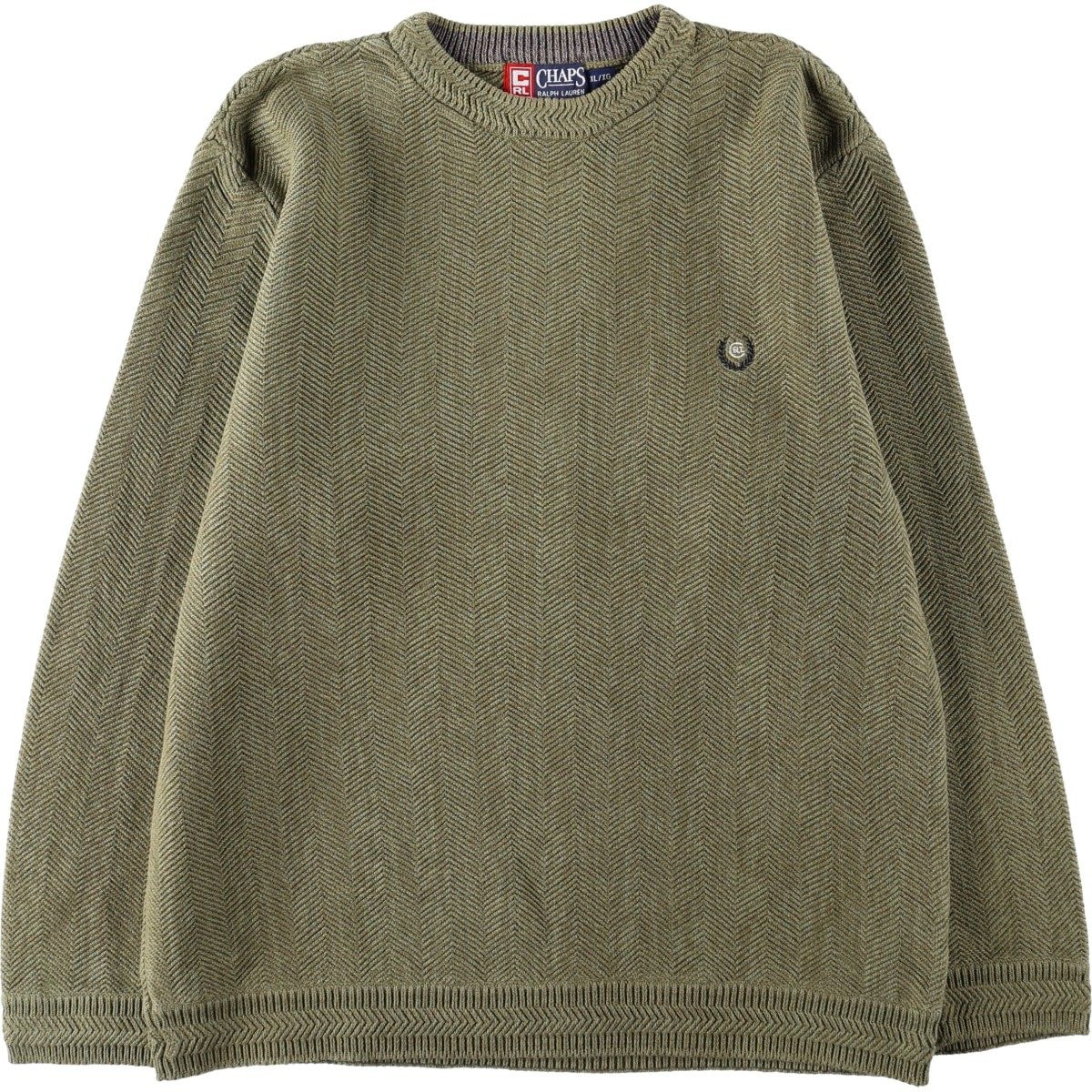 古着 ラルフローレン Ralph Lauren CHAPS チャップス コットンニットセーター メンズXL相当 ヘリンボーン/eaa682370