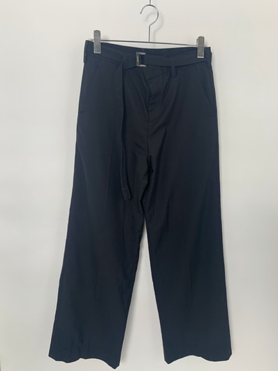 Yohji Yamamoto Tab P left and right side fabric ears wool gabarp pants Black