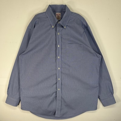 古着 ブルックスブラザーズ Brooks Brothers 長袖シャツ 胸ポケ MADISON 1818 L ブルー系 チェック メンズ