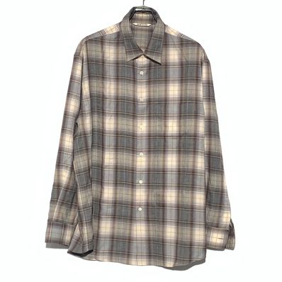 AURALEE SUPER LIGHT WOOL CHECK SHIRTS "Brown"