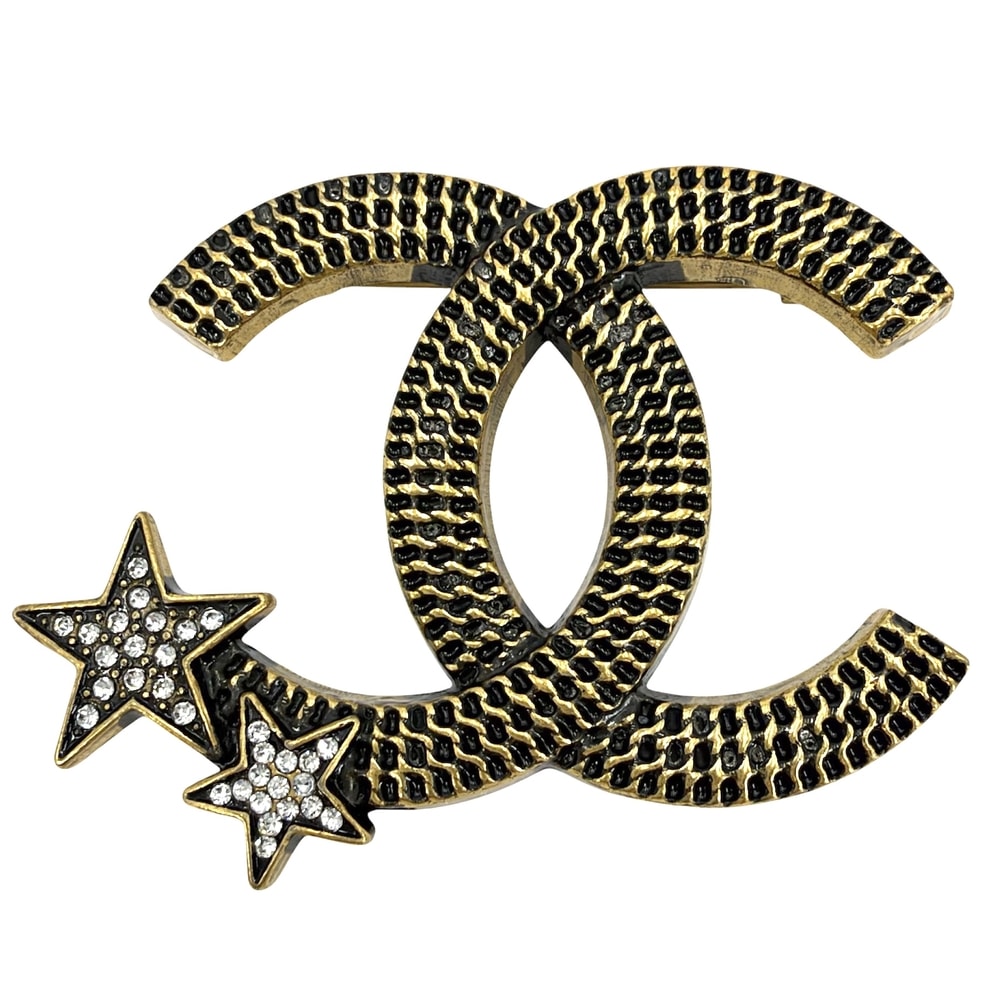 CHANEL シャネル ブローチ ココマーク スター アクセサリー GP ラインストーン レディース 約13.2g 美品 2023年【中古品】