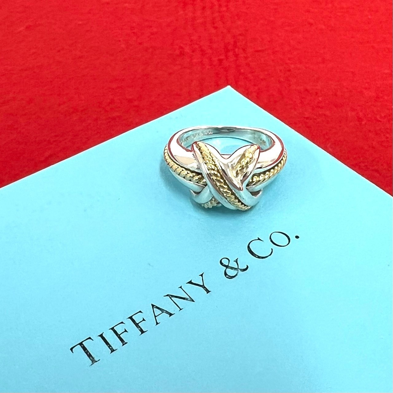TIFFANY&Co. ティファニー シグネチャー リング シルバー925 K18イエローゴールド リング・指輪 8号 シルバー
47126