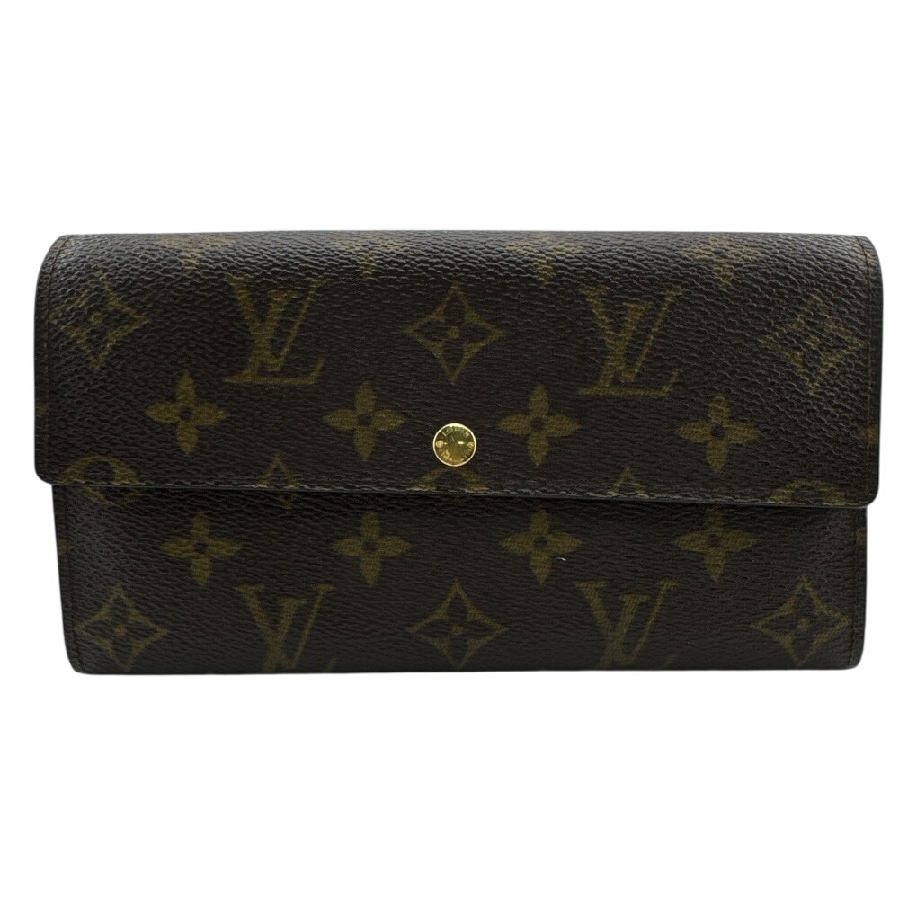 ルイヴィトン LOUIS VUITTON 長財布 モノグラム ポシェットポルトモネクレディ 二つ折り 旧サラ スナップボタン開閉式 M61725 ブラウン