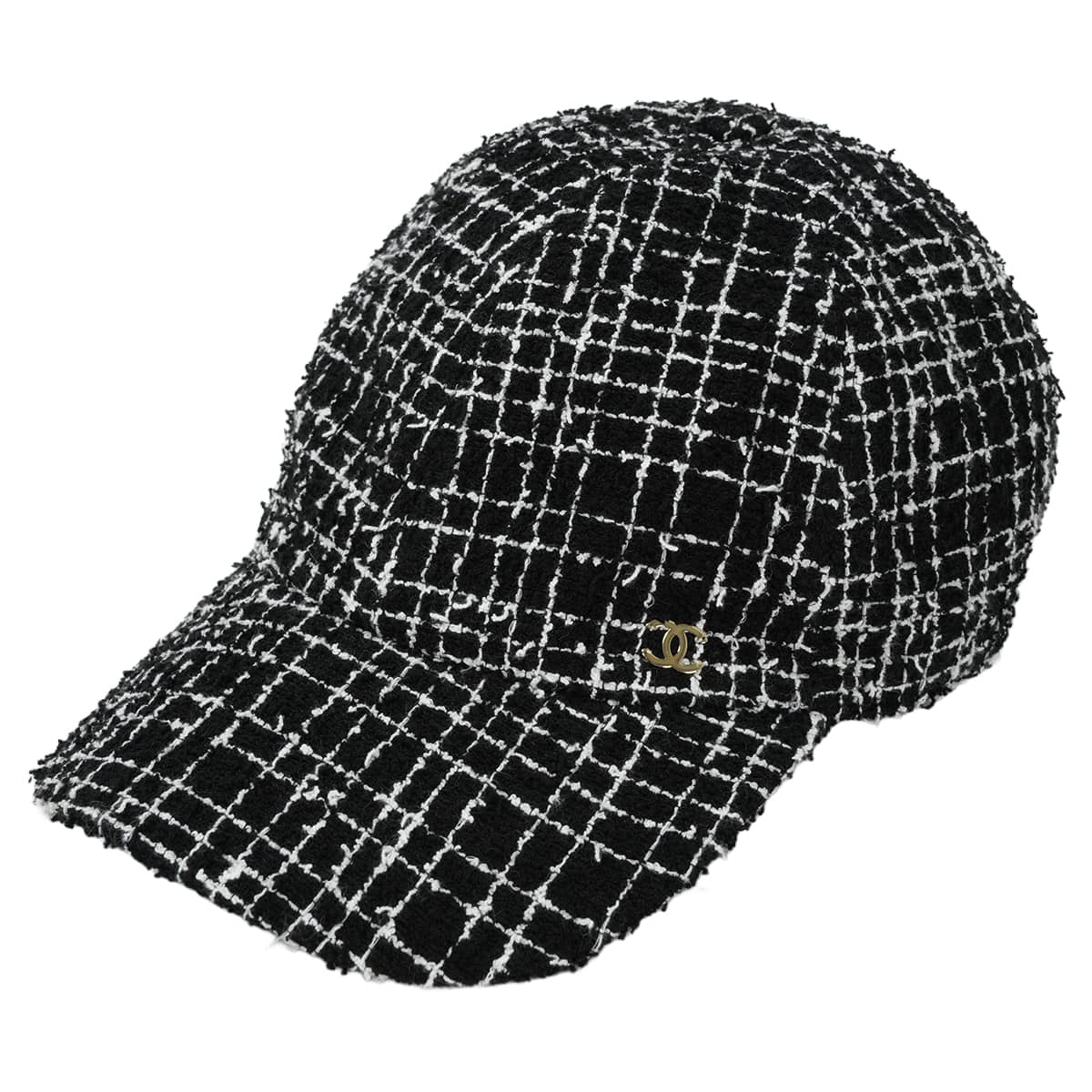 2023年秋冬 CHANEL シャネル キャップ 帽子 ベース ツイード ココマーク 黒 (ブラック)/白 (ホワイト) コットン/ポリアミド AA9468 新品未使用