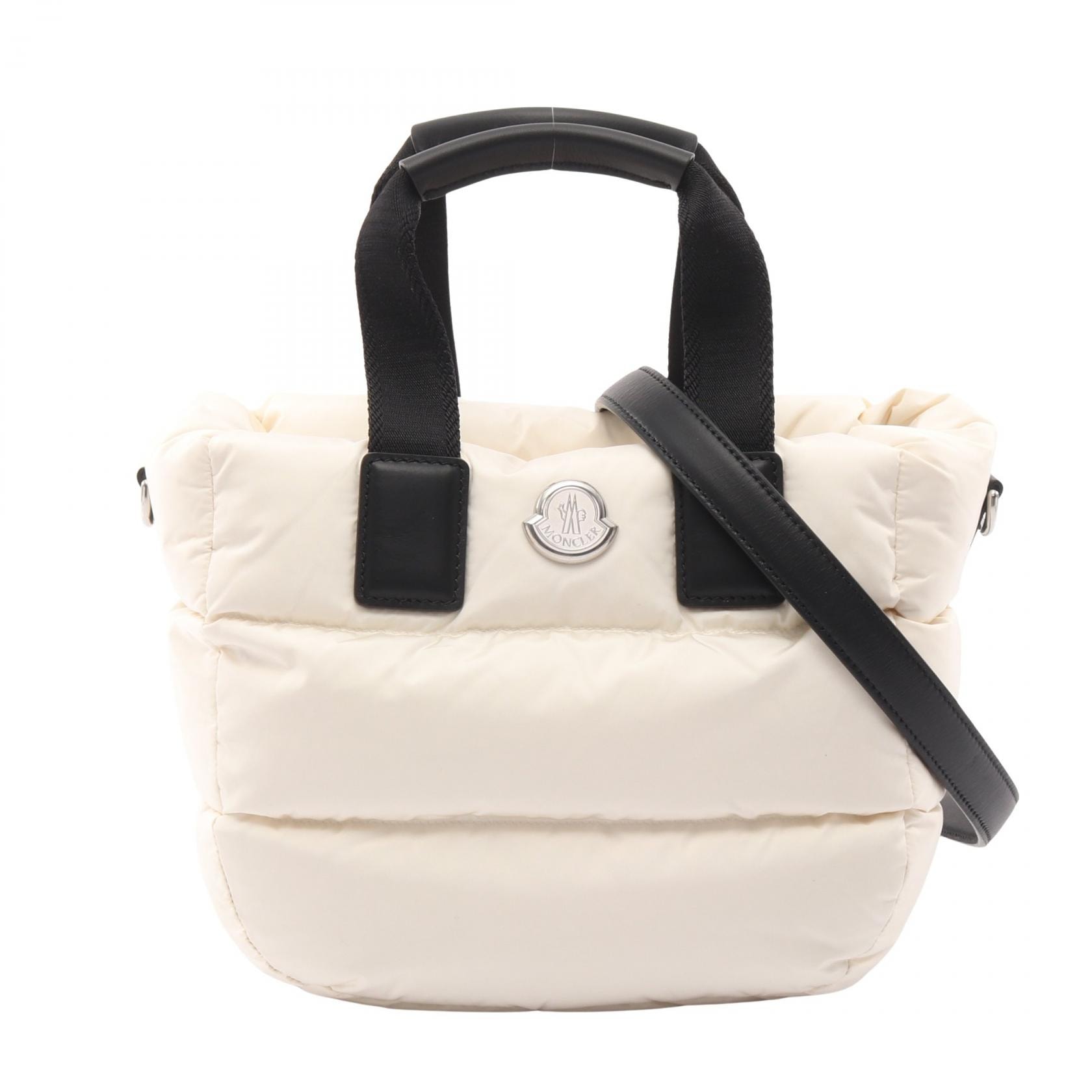 モンクレール MONCLER MINI CARADOC ハンドバッグ バッグ ナイロン レザー レディース アイボリー系 / ブラック系 5D00009M6275051 【新品】