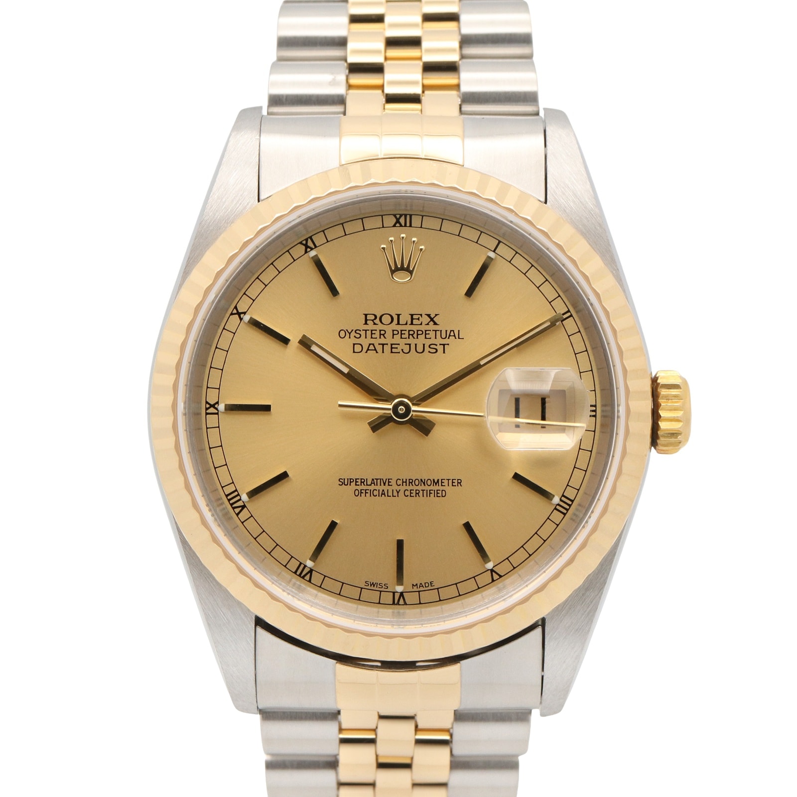 ロレックス ROLEX デイトジャスト Y番 腕時計 時計 K18(イエローゴールド) ステンレススチール メンズ ゴールド系 シャンパン/バー 16233 【中古】