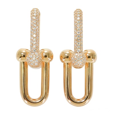 TIFFANY&Co. ティファニー ピアス ハードウェア ラージ リング ローズゴールド K18ロースゴールド/パヴェダイヤ 70353113 新品同様【中古】