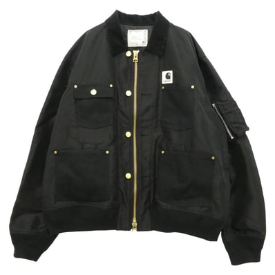 Sacai サカイ 26SS 26-03990M x Carhartt WIP Nylon Twill Duck Blouson カーハート ナイロン ツイル ダック ブルゾン ジャケット ブラック系 3【中古】
