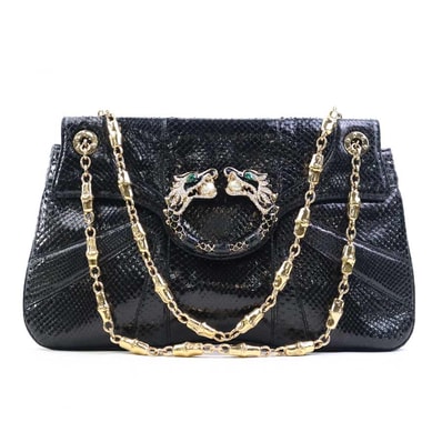 グッチ GUCCI ショルダーバッグ パイソン ブラック レディース 135952【中古】 90258k