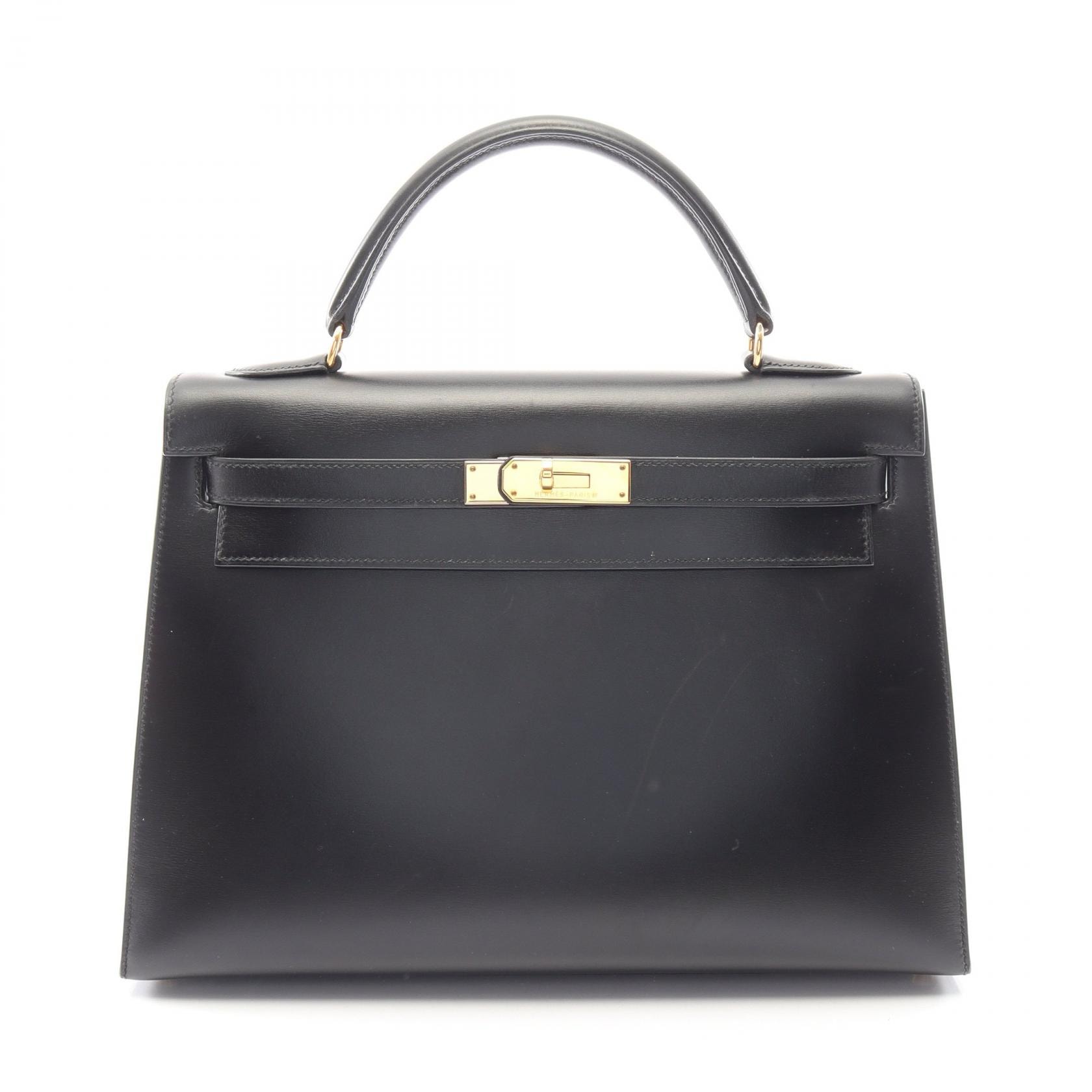 エルメス HERMES ケリー32 外縫い 2WAY ハンドバッグ バッグ カーフ(牛革) ボックスカーフ ○Y刻印(1995年製造) レディース ブラック系 001858CC 【中古】