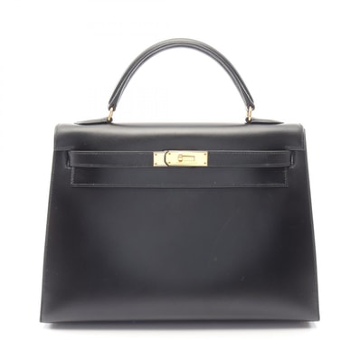 エルメス HERMES ケリー32 外縫い 2WAY ハンドバッグ バッグ カーフ(牛革) ボックスカーフ ○Y刻印(1995年製造) レディース ブラック系 001858CC 【中古】