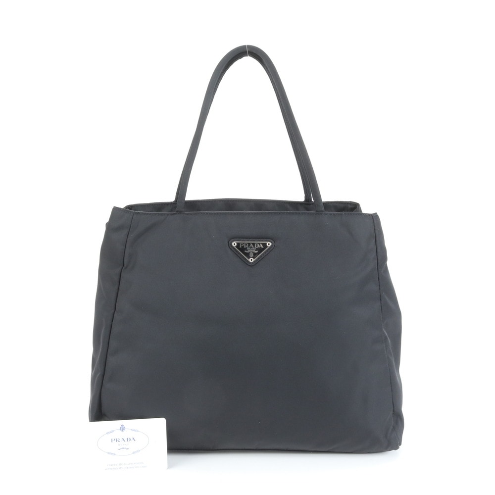 Grin プラダ ハンドバッグ A4 テスートナイロン 3室 ブラック Grin