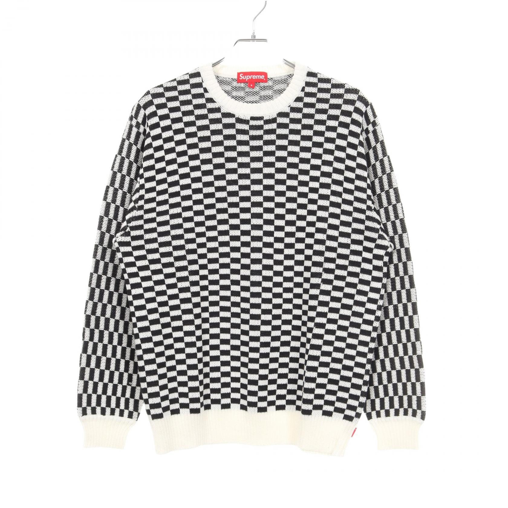 シュプリーム Supreme Back Logo Sweater Checkerboard セーター 衣料品 トップス コットン メンズ ブラック系 / ホワイト系 【中古】