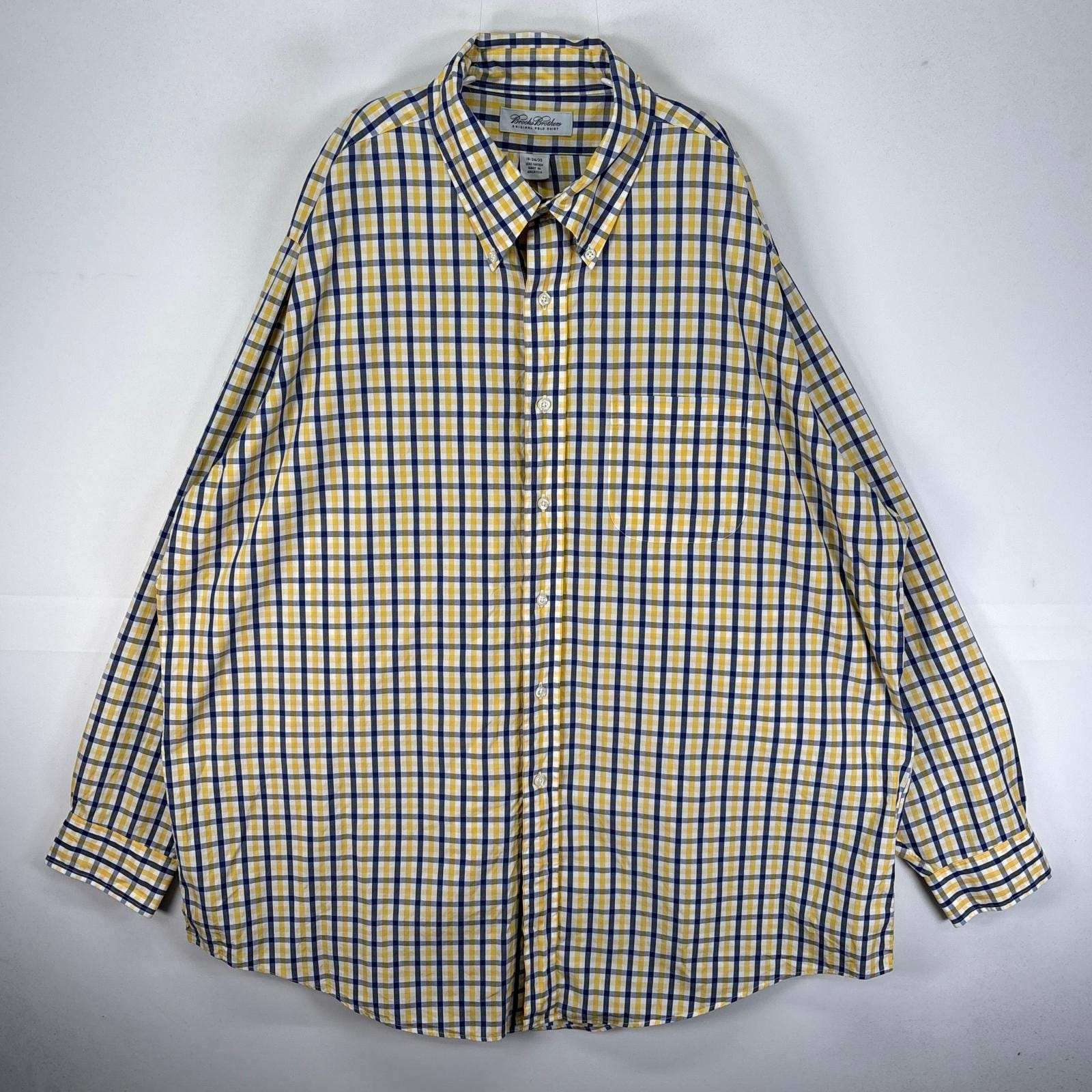 古着 ブルックスブラザーズ Brooks Brothers 長袖シャツ ボタンダウン 2XL  イエロー系 チェック メンズ