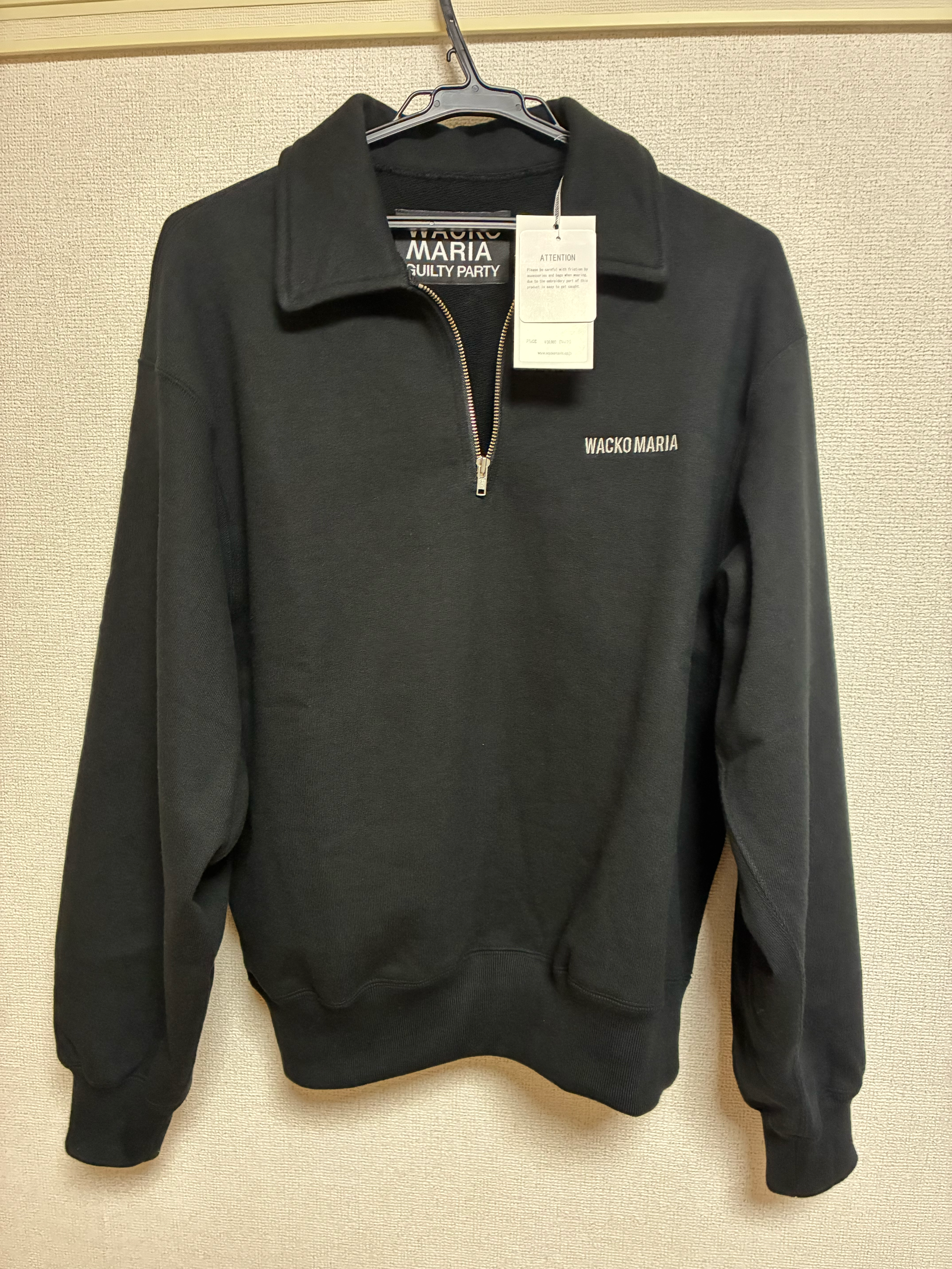 WACKO MARIA Heavy Weight Half Zip Sweat Shirt "Black"