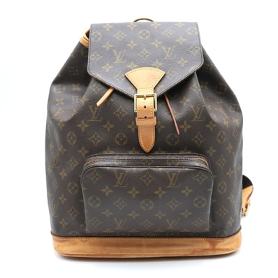 LOUIS VUITTON(ルイ・ヴィトン)モンスリGM ヴィンテージ バックパック リュック モノグラムキャンバス ブラウン ヌメ革 ゴールド金具 M51135【中古】