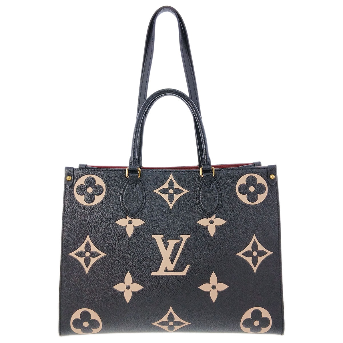 LOUIS VUITTON ルイ・ヴィトン オンザゴーMM トートバッグ M45495 モノグラム PVCコーティングキャンバス ブラック レディース【中古】