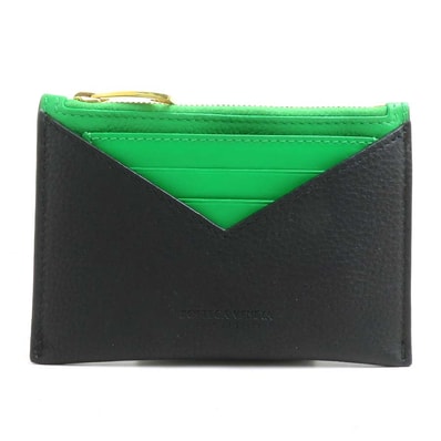 ボッテガヴェネタ BOTTEGAVENETA コインケース レザー ブラック/グリーン ユニセックス【中古】 r11207a