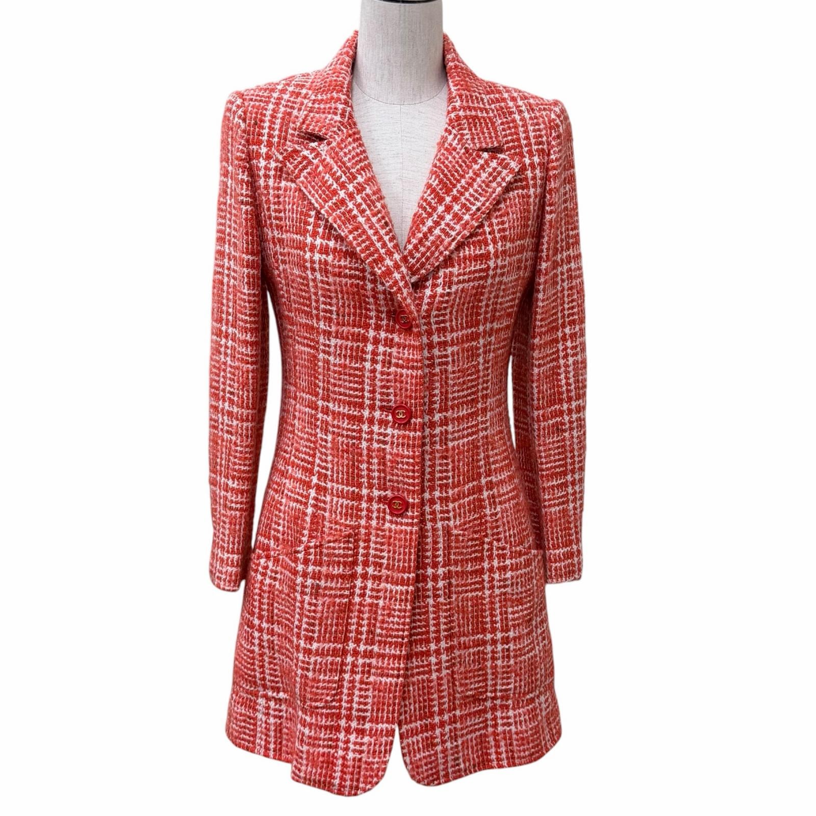 A (未使用に近い)】極美品 シャネル コート レッド系 レディース 36