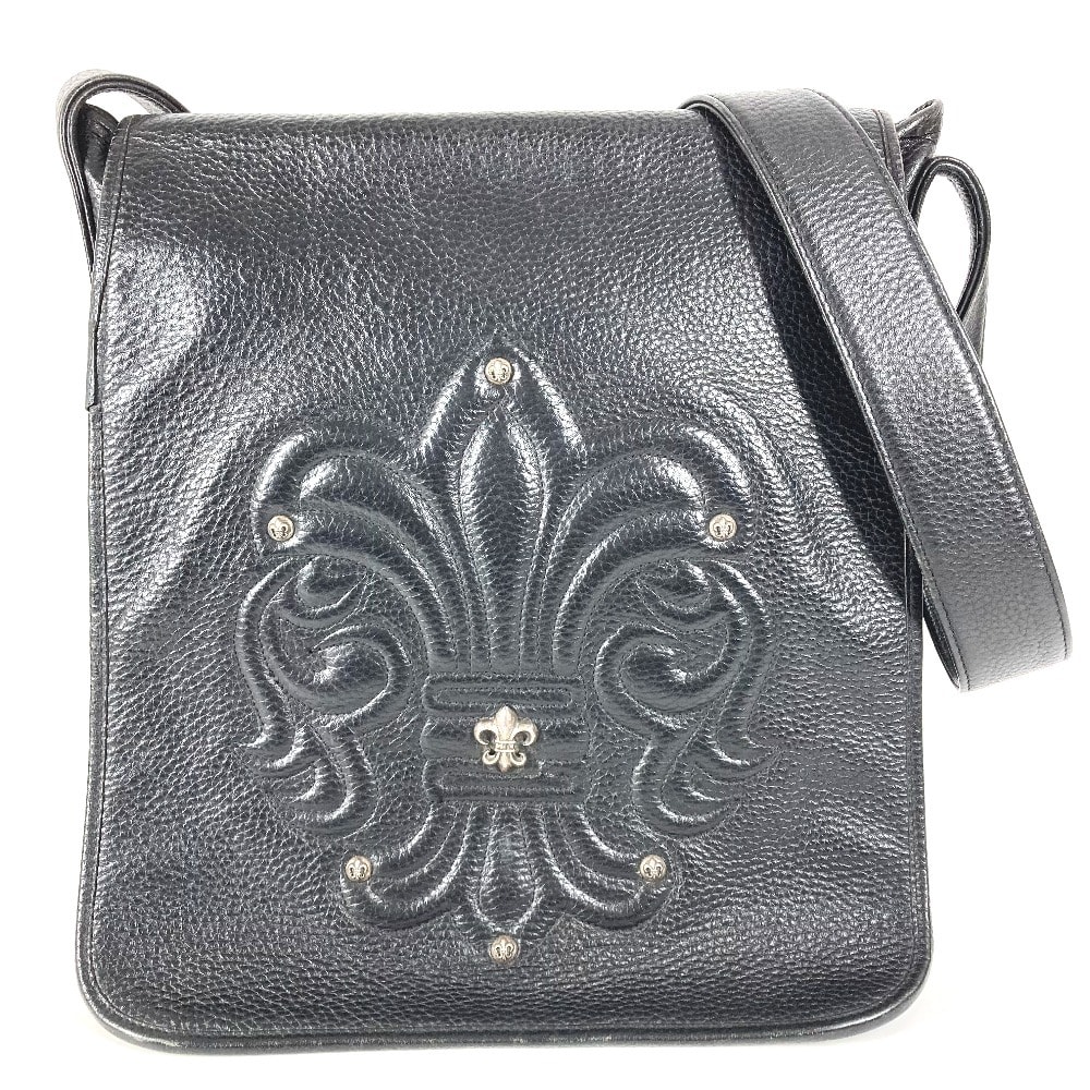 クロムハーツ CHROME HEARTS BSフレア メールバッグ カバン フラップ 斜め掛け ショルダーバッグ レザー ブラック