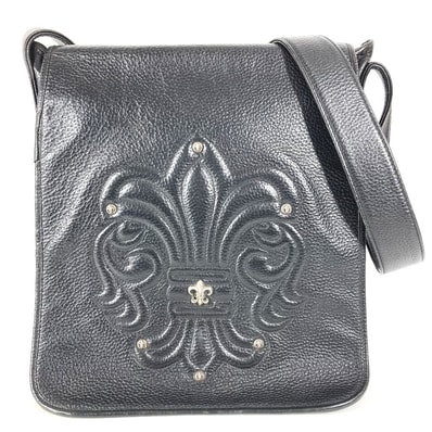 クロムハーツ CHROME HEARTS BSフレア メールバッグ カバン フラップ 斜め掛け ショルダーバッグ レザー ブラック