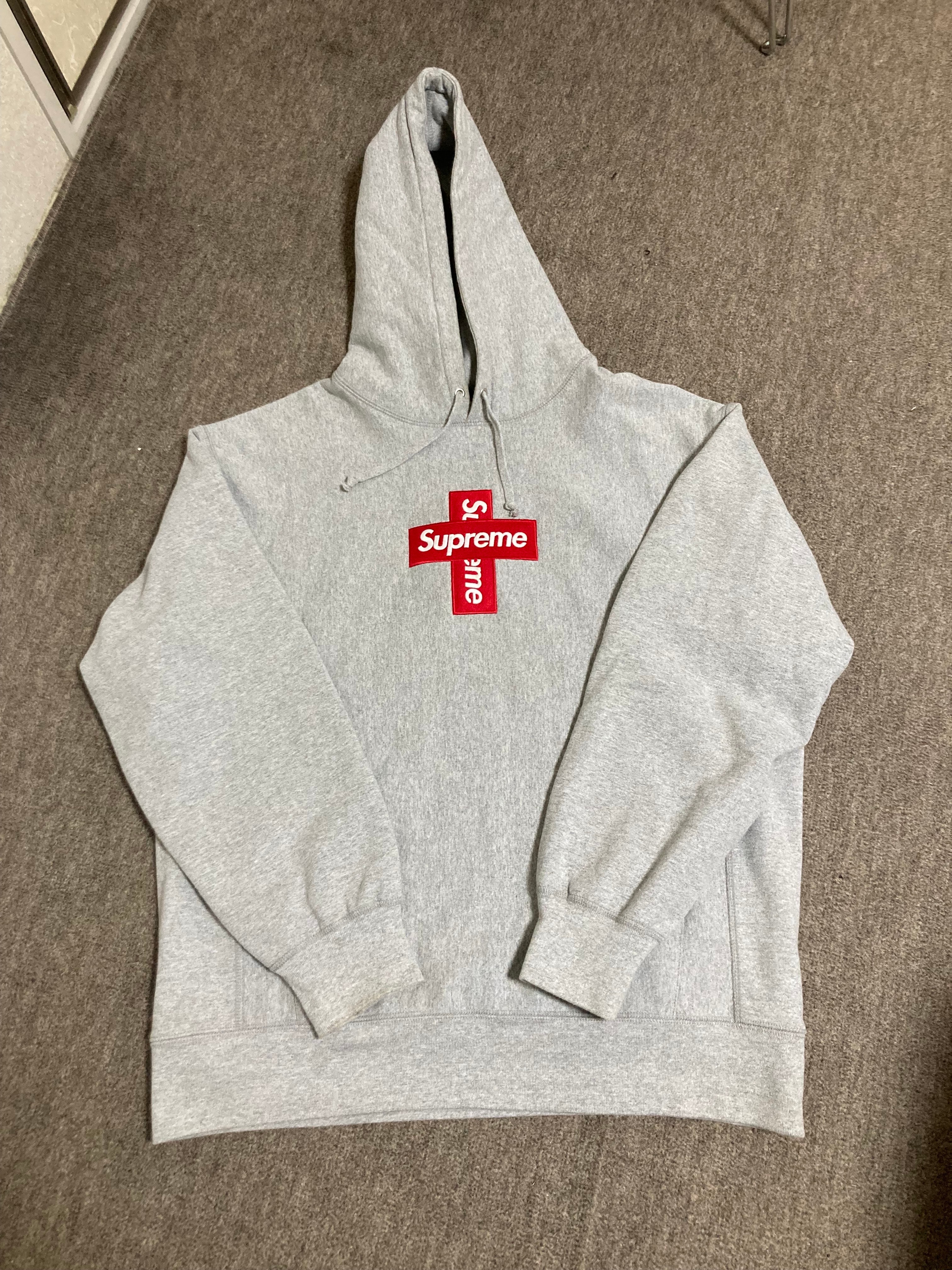 Supreme Cross Box Logo Hooded Sweatshirt "Grey"