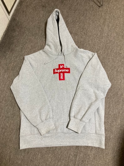 Supreme Cross Box Logo Hooded Sweatshirt "Grey"