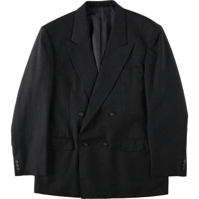 古着 セントマイケル St Michael ストライプ柄 ピークドラペル ダブルブレスト ウールテーラードジャケット 英国製 メンズL相当/eaa634726