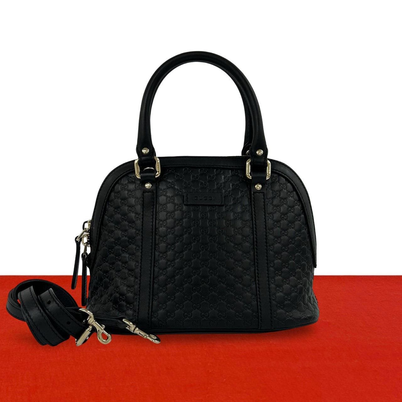 GUCCI グッチ マイクロ グッチシマ レザー ショルダーバッグ ブラック
803-3