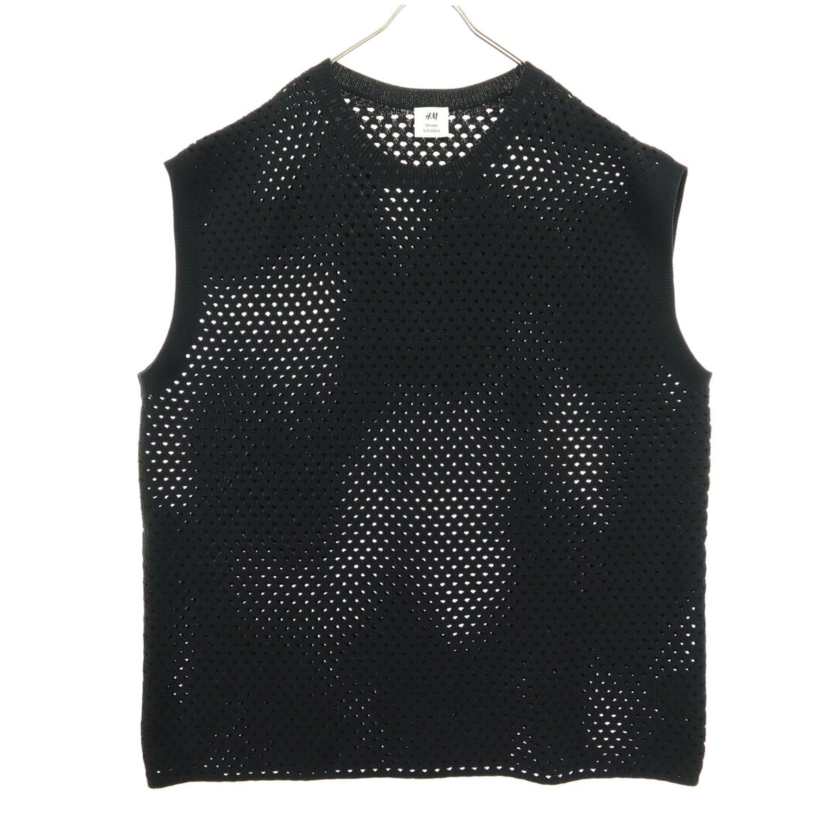 美品 H&M エイチアンドエム ノースリーブ ベスト L ブラック 透かし