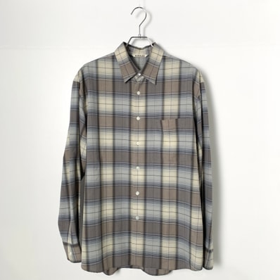 AURALEE Super Light Wool Check Shirt "Blue Gray Check"